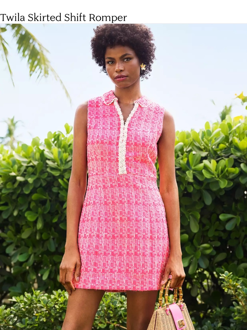 Lilly Pulitzer Pink Sleeveless Tweed Shift Romper